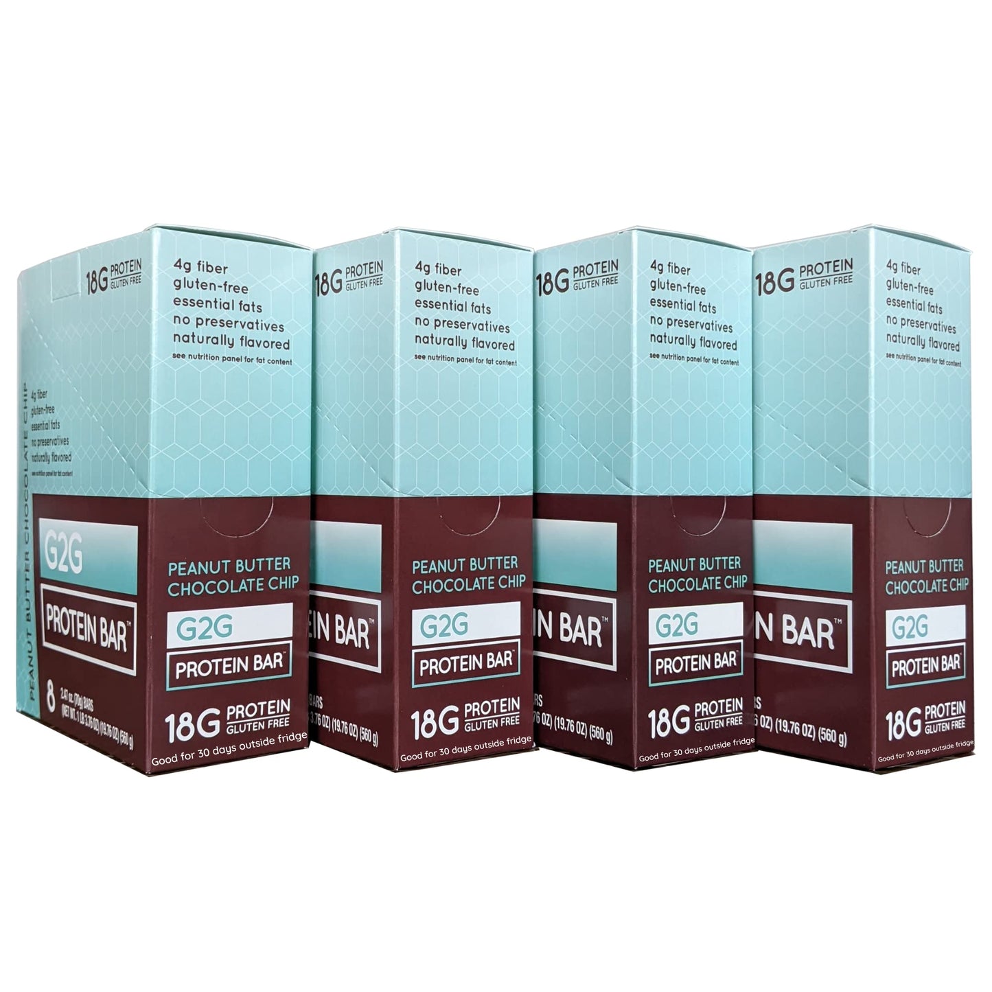 G2G Protein Bar, Peanut Butter Chocolate Chip, Real Food, Refrigerated For Freshness, Healthy Snack, Delicious Meal Replacement, Gluten-Free, 32 Count (4 Packs Of 8)