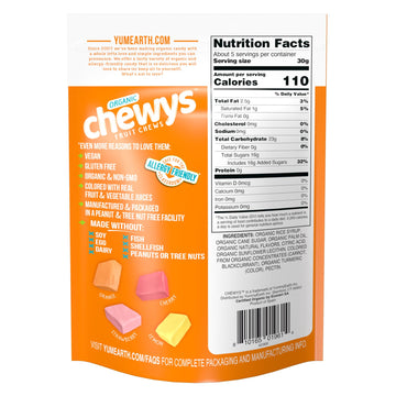 YumEarth Organic Chewys Fruit Flavored Chews, 5oz Sup, Allergy Friendly, Gluten Free, Non-GMO, Vegan, No Artificial Flavors or D
