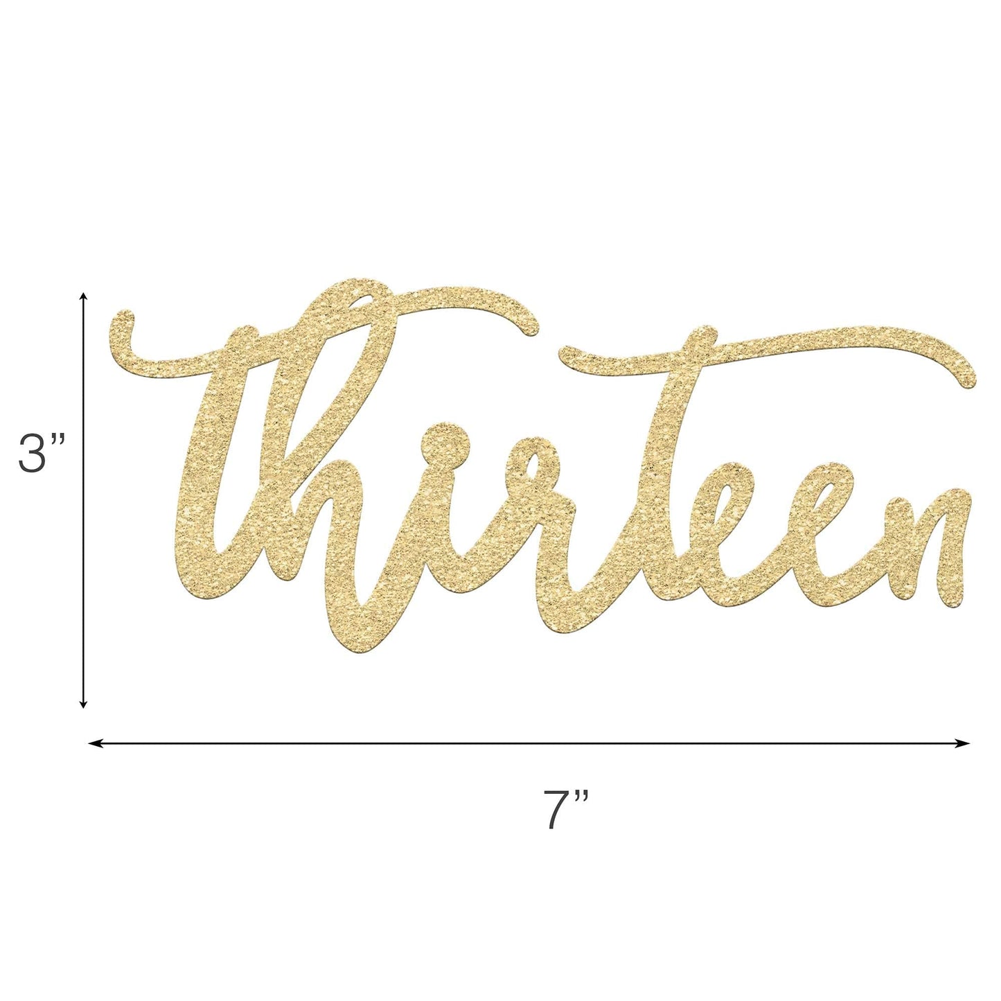 Merry Expressions Birthday Cake Topper - Gold Glitter, 1 Count, Model Cake-Topper-13, for 13th Birthday Celebrations