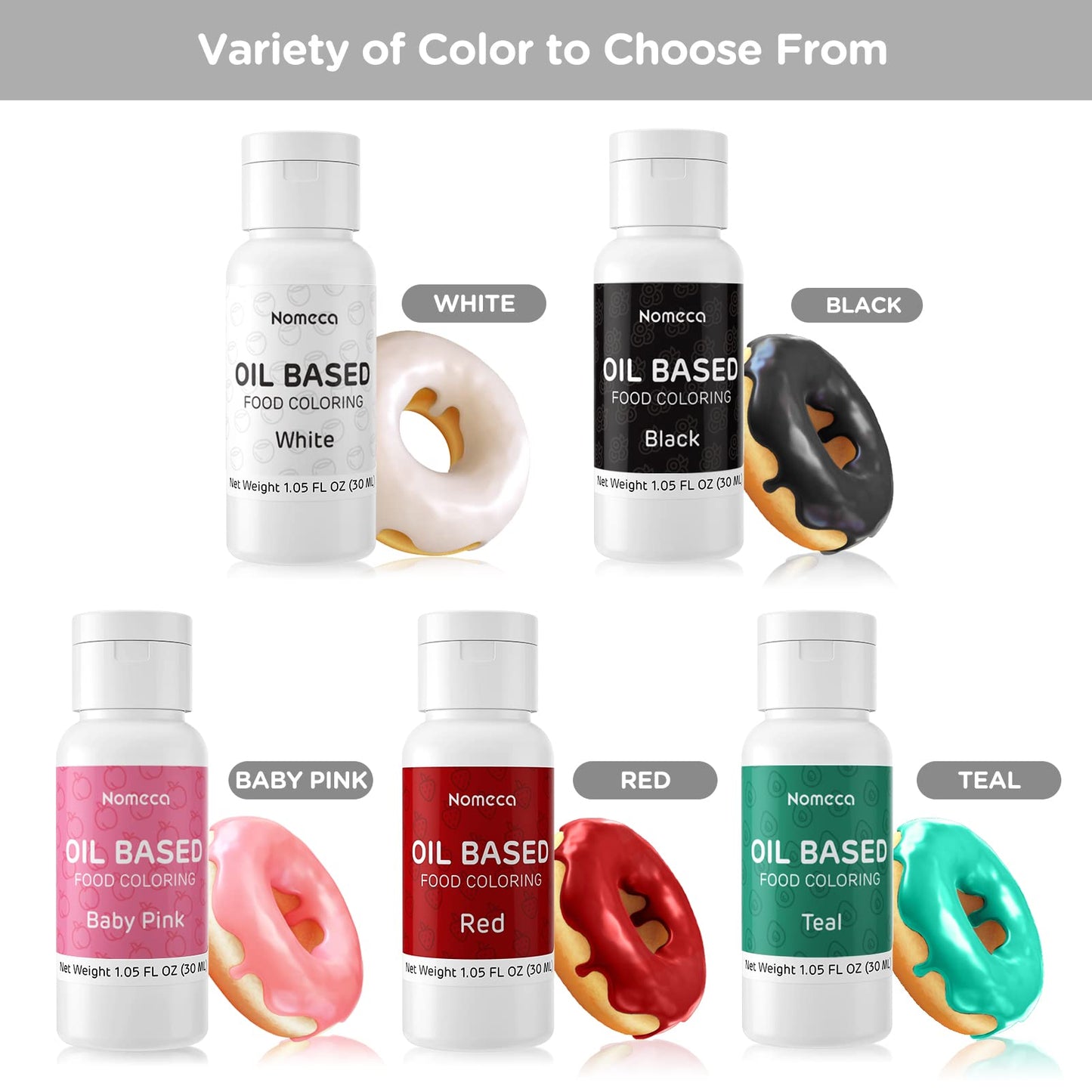 Oil Based Food Coloring For Chocolate - 30 Milliliters Upgraded Oil Red Food Color For Baking Cake Decorating, Edible Food Dye For Candy Melts Cookies Easter Egg Icing Fondant Meringues - White