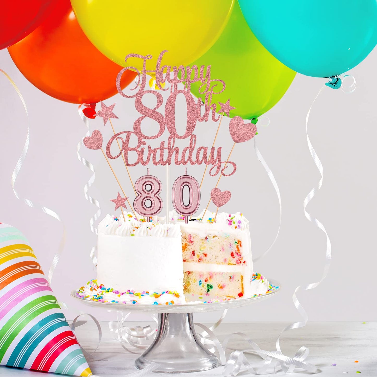 80Th Birthday Cake Decorations Set Include 80Th Birthday Candles Numeral 80 Cake Candles And Happy 80Th Birthday Cake Toppers Wi