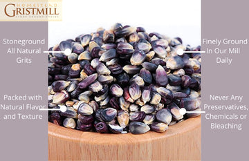 Homestead Gristmill Blue Corn Grits - Non-GMO, Stone Ground, 1 Pound - Chemical-Free, Long Shelf Life, Made in the USA