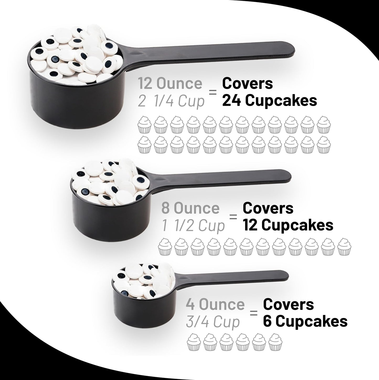 Large Spooky Eye Toppers - 4 oz Resealable Stand Up Candy Bag - Edible Baking Decorations - Funny Googly Eyes for Cupcakes, Cake