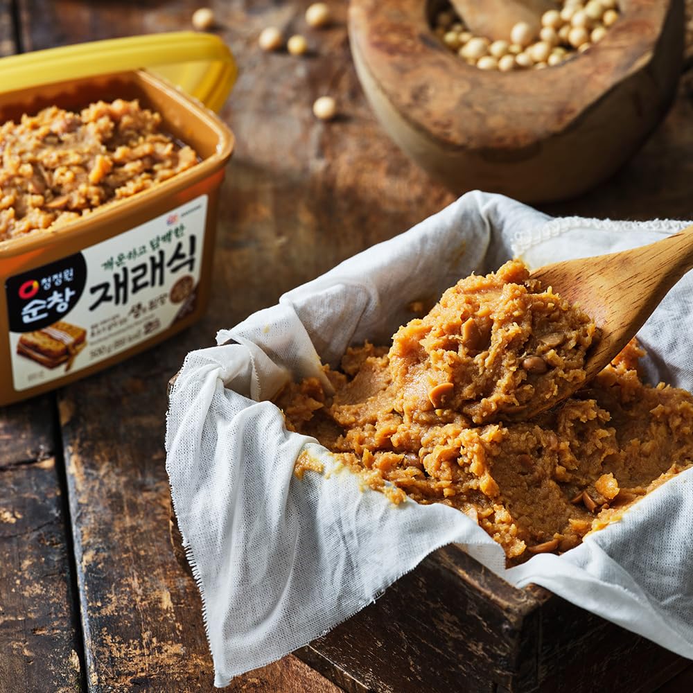 Chung Jung One O'Food Doenjang, Premium Korean Traditional Soybean Miso Paste Sauce, Naturally Fermented, Umami Flavor, Jjigae Soup Base, Chung Jung One (Original, 1.1 Lb, 500G)