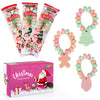 40 Pack Christmas Candy - Individually Wrapped Holiday Themed Candy Bracelets Bulk, Use for Stocking Stuffers(Santa, Christmas T