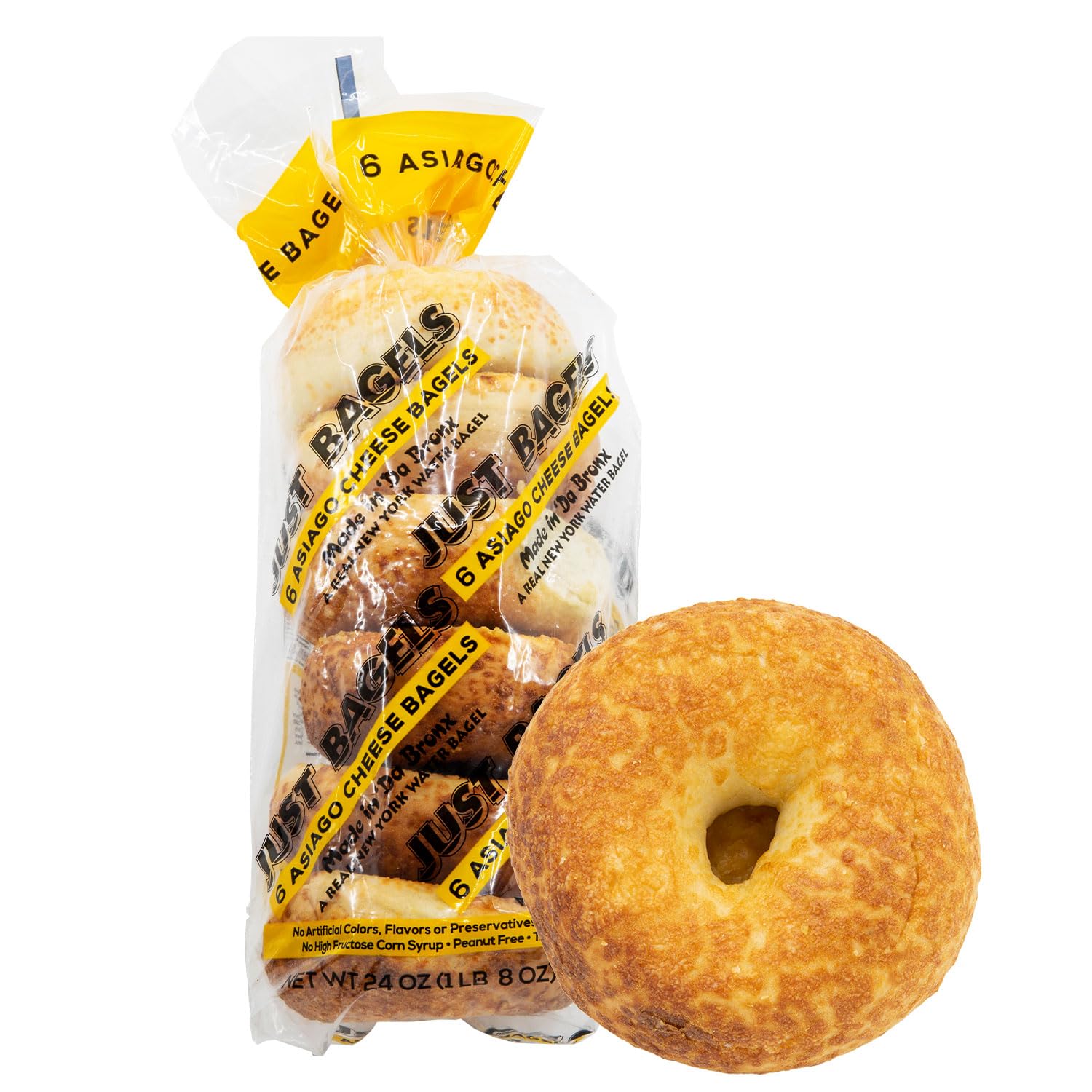 Just Bagels - Asiago Bagels - 2 Packs Of 6 Bagels Per Pack - 12 Total. Non-GMO.