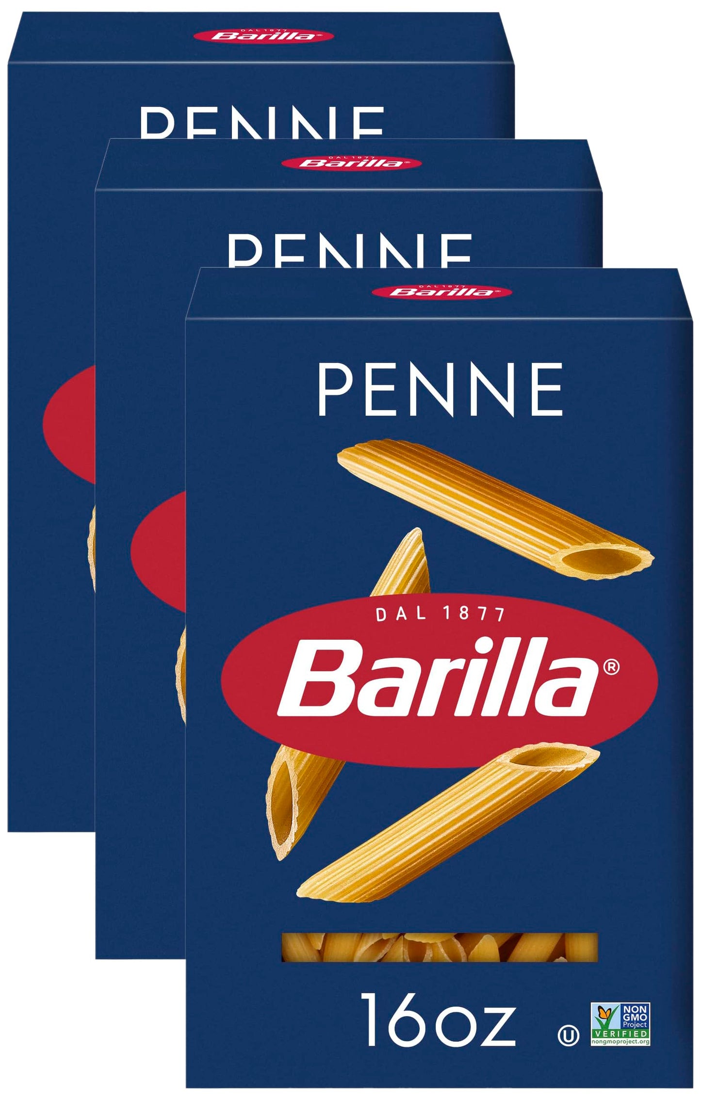 Barilla Penne Pasta, 16 oz. Box - Non-GMO Pasta Made with Durum Wheat Semolina - Kosher Certified Pasta (Pack of 3)
