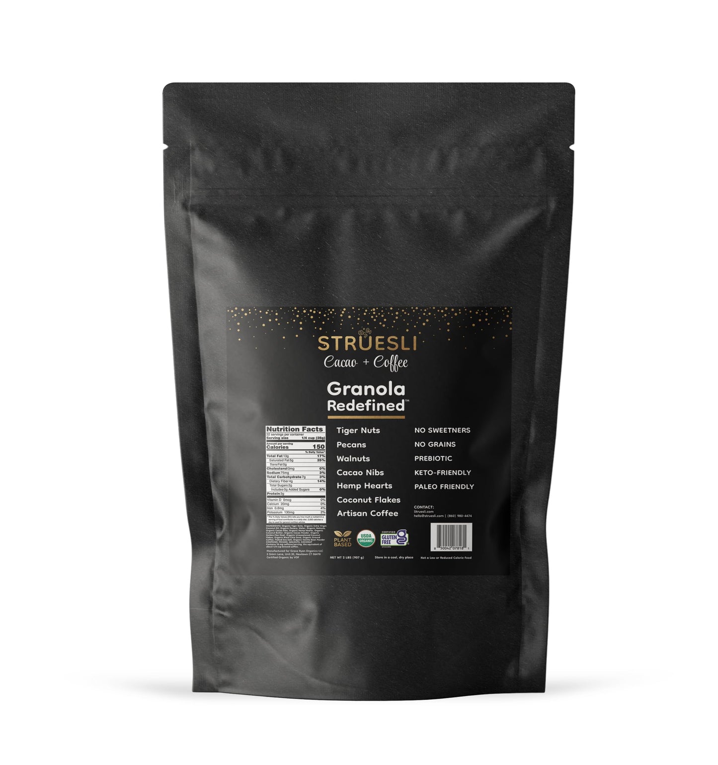 Struesli - Organic Cacao + Coffee Granola Redefined | No Added Sweeteners, No Grains | Keto & Paleo Friendly | Gluten-Free, Grai