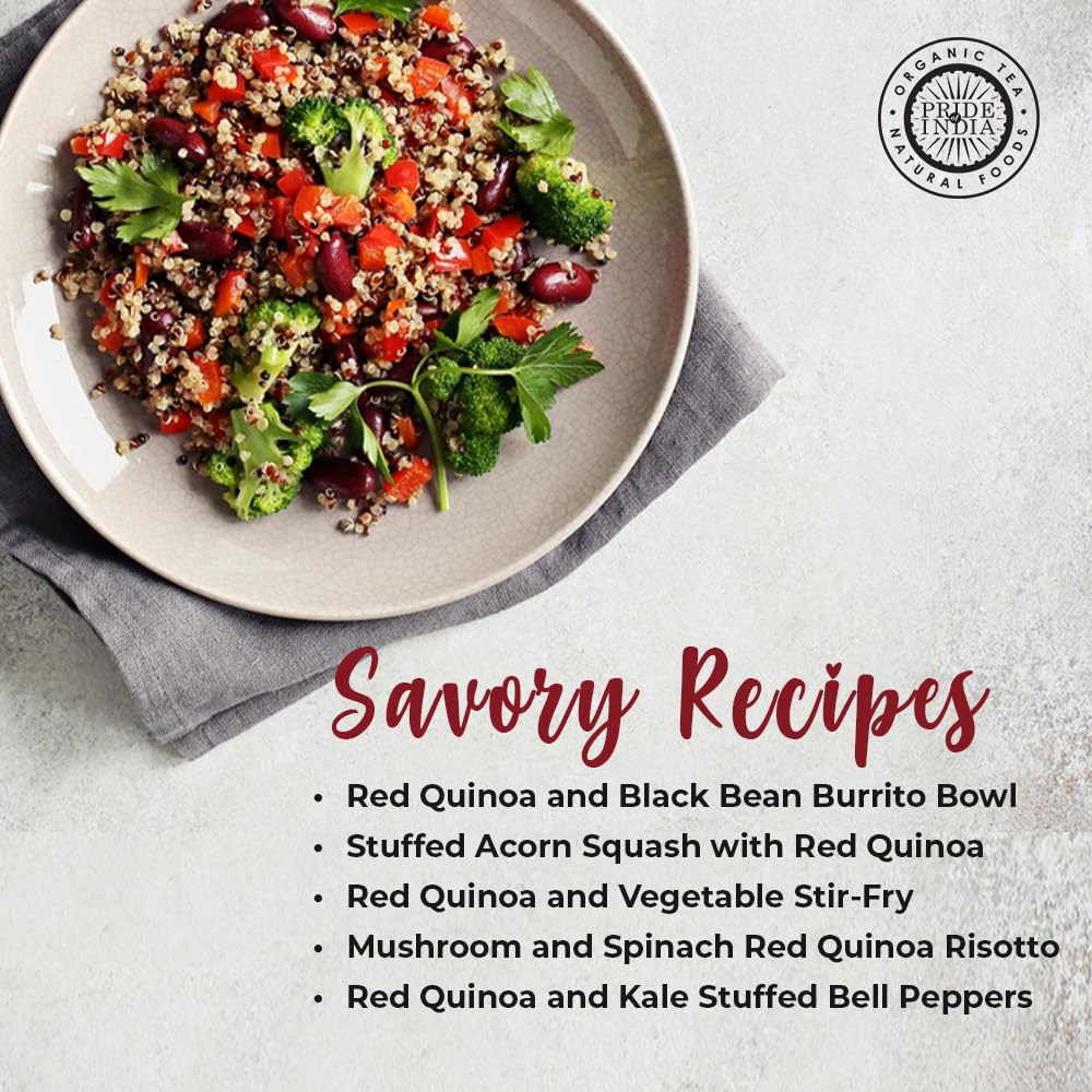 Pride Of India - Organic Royal Red Bolivian Quinoa - Protein Rich Whole Grain Jar, 3.3 Pound (1.5 Kilo) Jar (2.2 Pound + 50% Ext