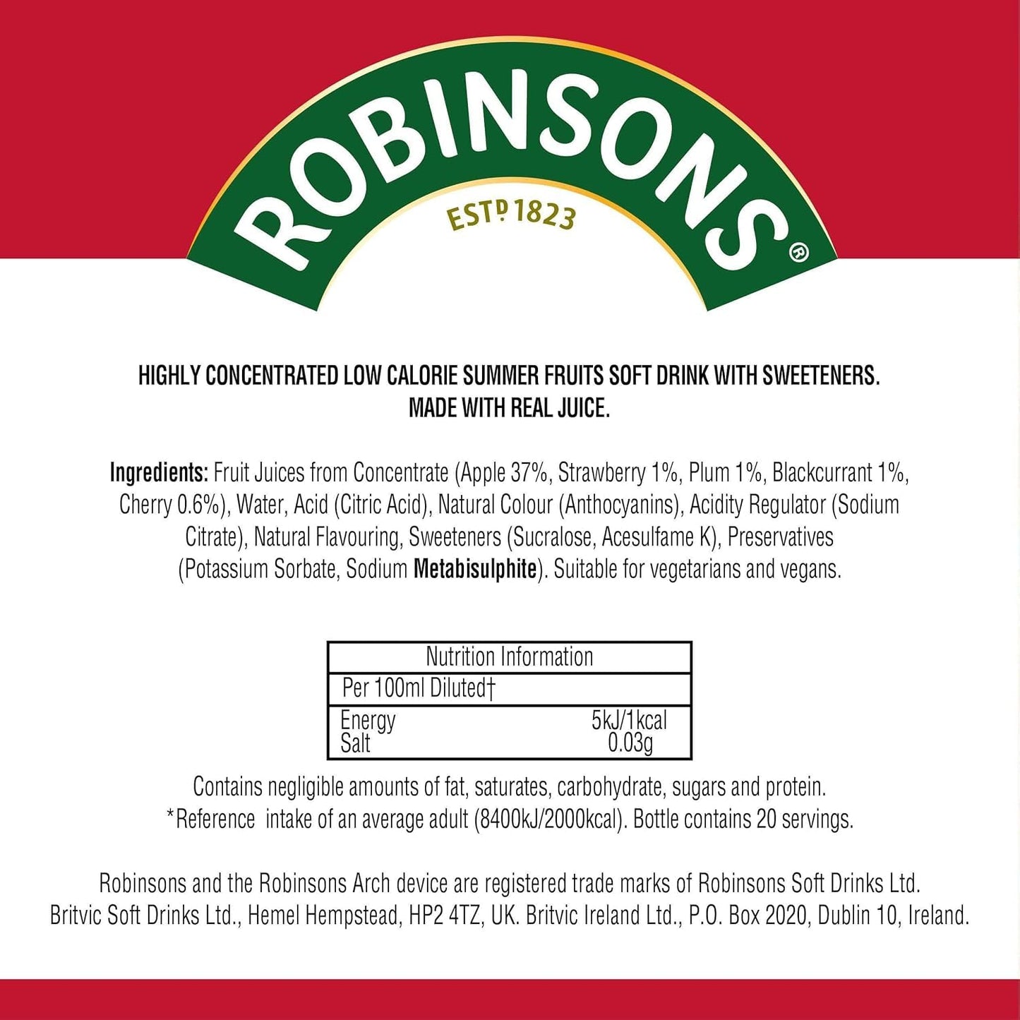Robinsons Squash'D Summer Fruits Nas (66Ml) (Single Pack)