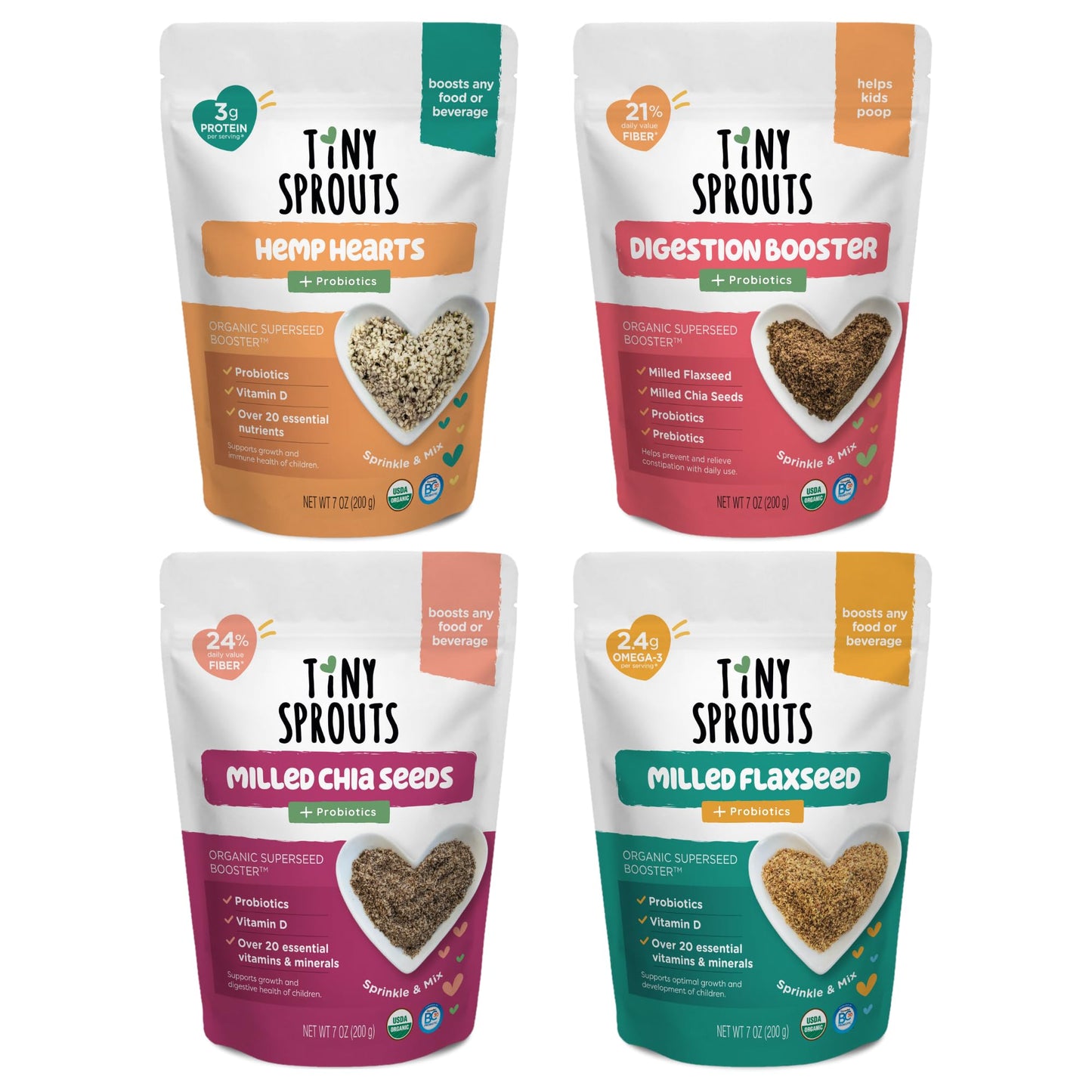 Superseed Variety Pack with Vitamin D + PROBIOTICS, Omega-3s Prebiotic Fiber Protein, Seeds for 6M+ Babies Toddlers & Kids for I