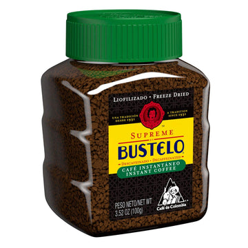 Café Bustelo Freeze Dried Decaffeinated Instant Supreme Coffee, 3.52 oz - Rich Flavor, Easy to Prepare, Perfect for Any Time