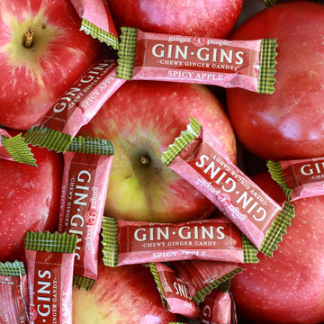The Ginger People GIN GINS Spicy Apple Ginger Chews - Natural Ginger Candy - 1 lb Bag - Individually Wrapped