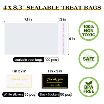Kashme 200 Pcs Chocolate Bar Wrappers Set - Including 100 Pcs 4 X 8.3 Inch Plastic Chocolate Bar Packaging Bags And 100 Pcs Than