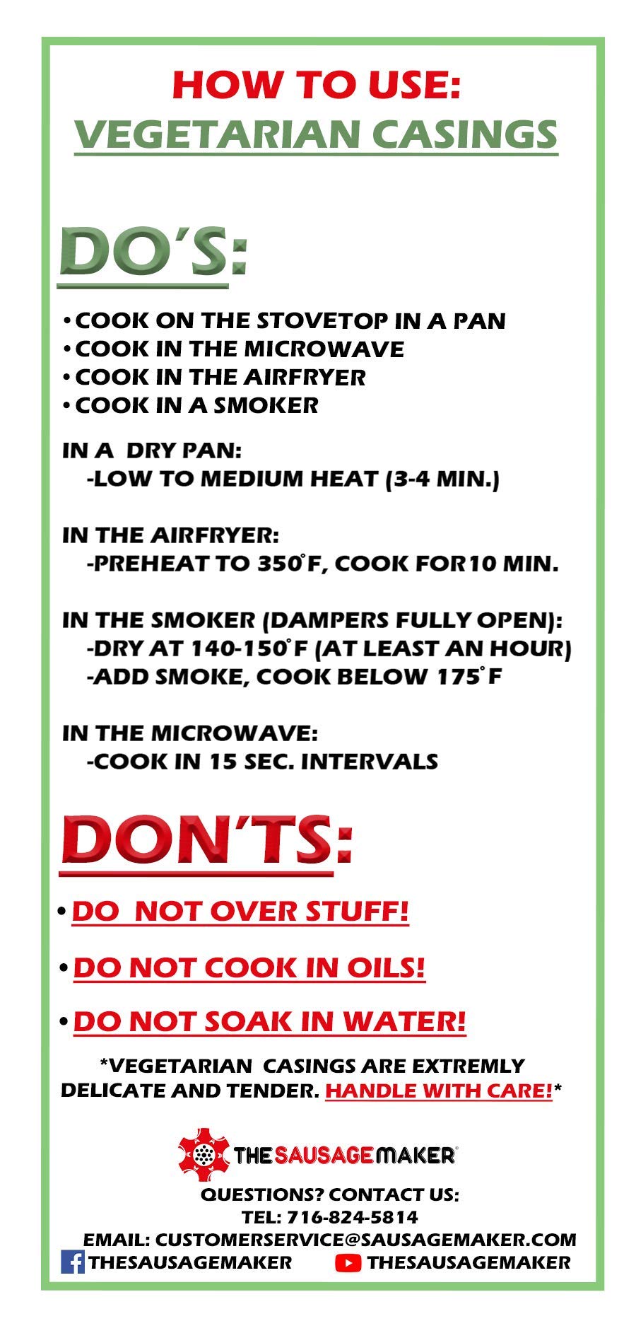 The Sausage Maker - Vegetarian Sausage Casing Variety Pack (23Mm, 26Mm, 32Mm)