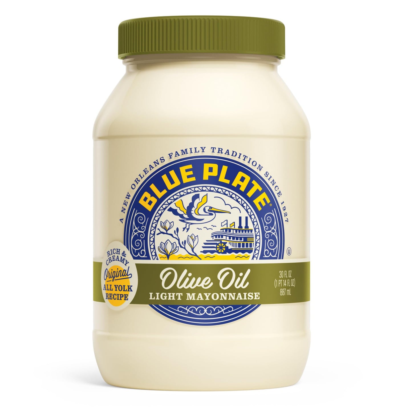 Blue Plate Light Mayonnaise with Olive Oil 30 Fl Oz Jar (Pack of 1)