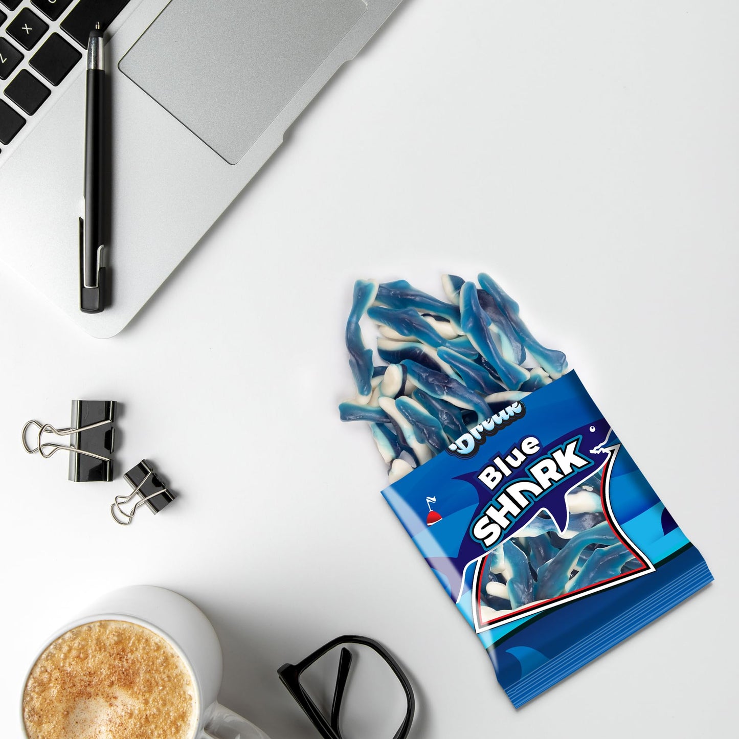 CANDY BREAK Gummy Candy - Blue Sharks - Fruity & Sweet - 4 oz Bags - Pack of 12