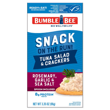 Bumble Bee Snack On The Run Rosemary, Garlic & Sea Salt Tuna Salad With Crackers Kit, High Protein Snack Food, Canned Tuna, Healthy Snacks For Adults, 3.35 Ounce (Pack Of 1)