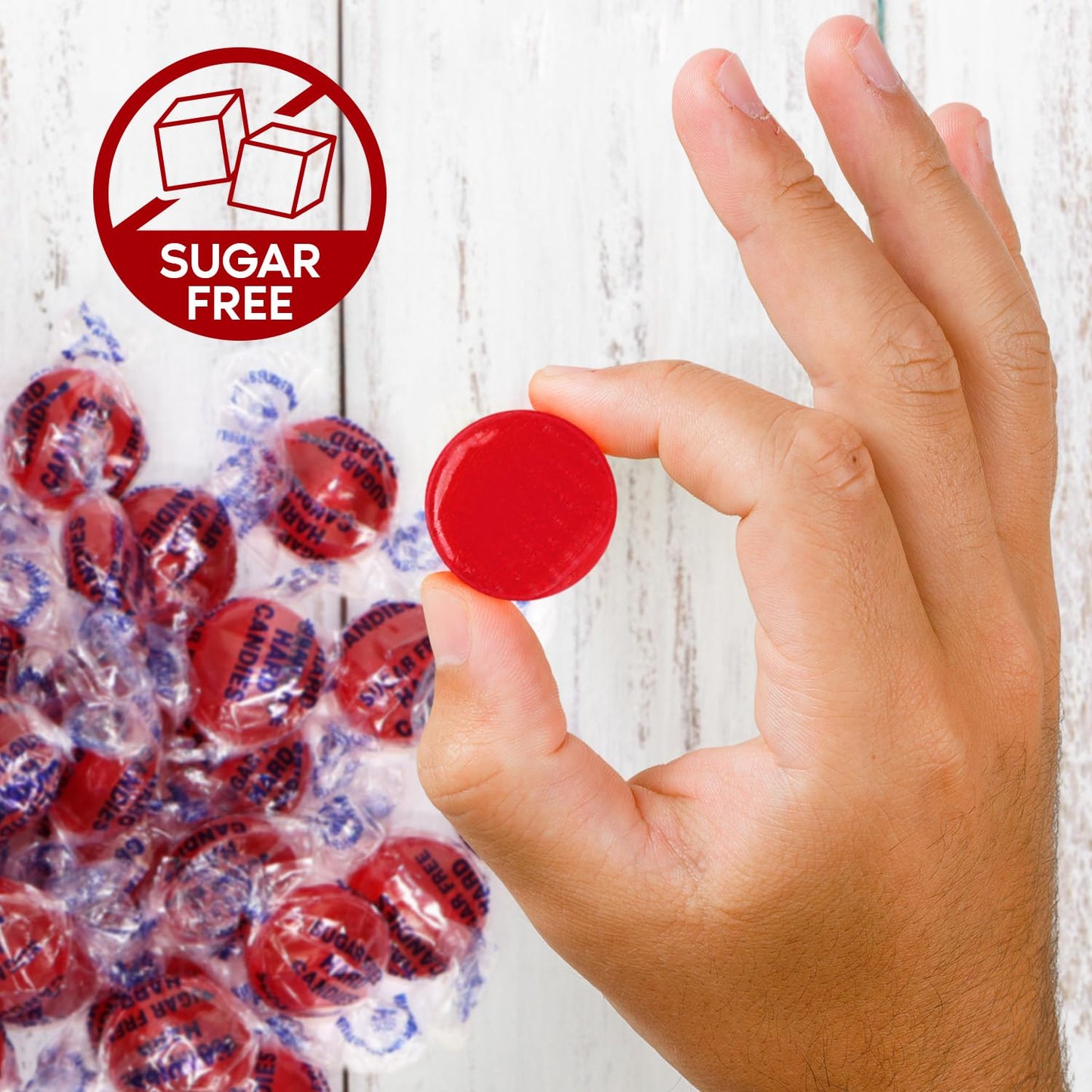 Taboom Sugar Free Hot Cinnamon Hard Candy Discs, 1 lb - Individually Wrapped Red Cinnamon Treats, Approx. 75 Count