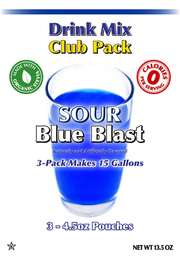 GramZero Sour Blue Blast Zero Calorie Sugar Free Drink Mix, Great For Nutrition Club Loaded Tea, Stevia Sweetened