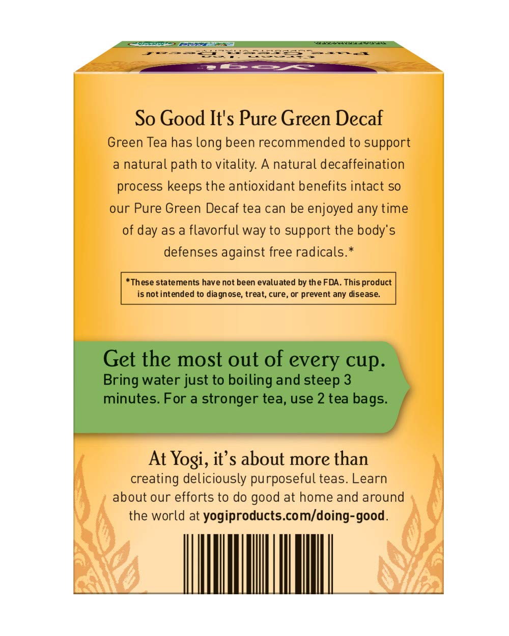 Yogi Tea, Green Tea Pure Green Decaf, 1.09 Ounce