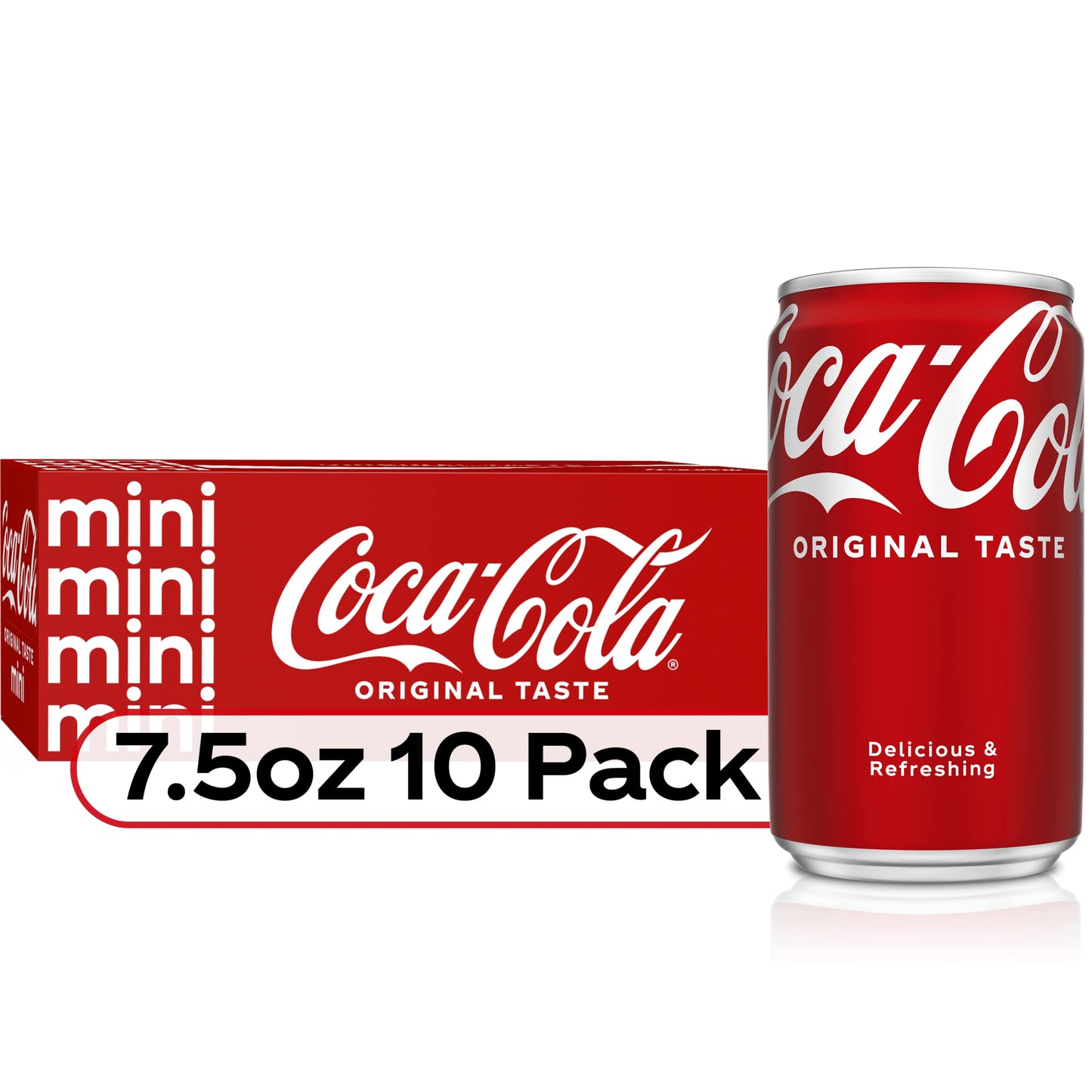 Coca-Cola Mini Soda Cans, 7.5 fl oz, 10 Pack - Fridge Pack Soft Drinks