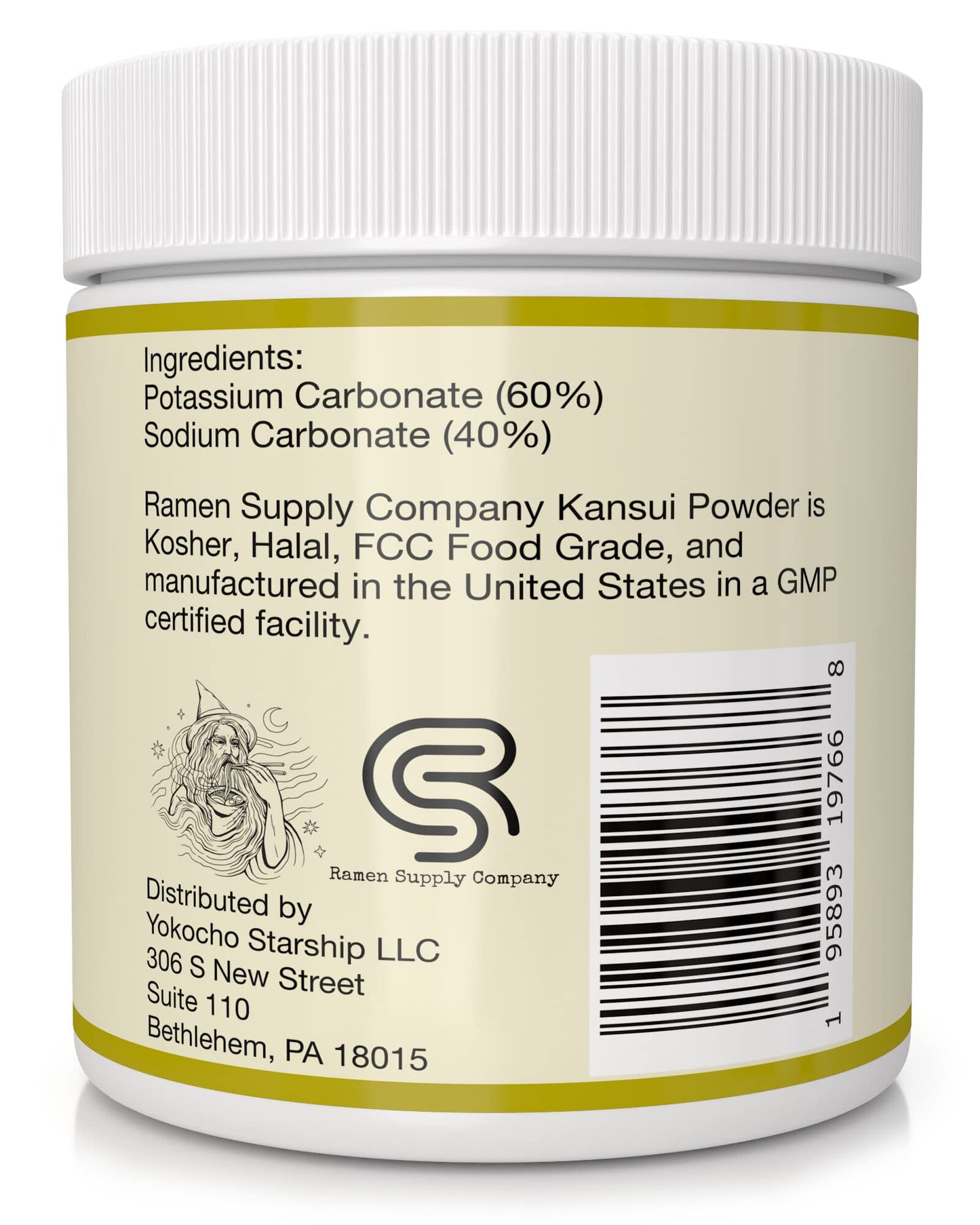 Ramen Supply Company Kansui Powder for Fresh Ramen Noodles - Potassium & Sodium Carbonate Blend - 6 Oz