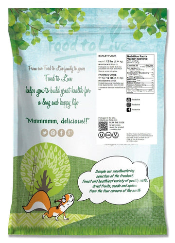 Food To Live Barley Flour, 12 Pounds - Fine Powder, Kosher, Vegan, Bulk. Rich In Fiber. Wheat Flour Alternative. Great For Bakin