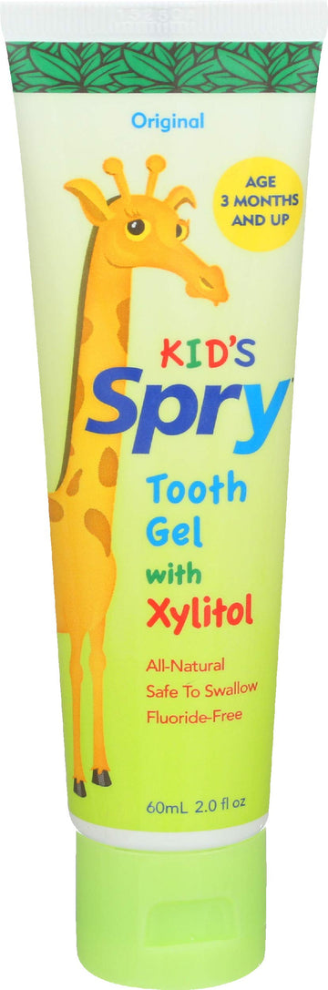 Spry Xylitol Baby Toothpaste, Natural Toddler Toothpaste, Fluoride Free Toothpaste For Kids, Xylitol Toothpaste For Kids Age 3 Months And Up, Tooth Gel Original 2 Fl Oz (Pack Of 1)