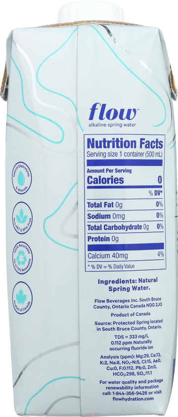 FLOW WATER Alkaline Spring Water, 16.9 FZ