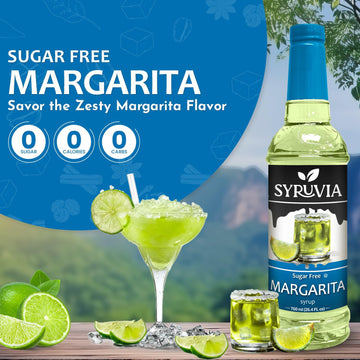 Syruvia Sugar Free Margarita Syrup With Syrup Pump Dispenser - Margarita Syrup Flavor, 25.4 Fl Oz - Perfect For Cocktails, Ice T