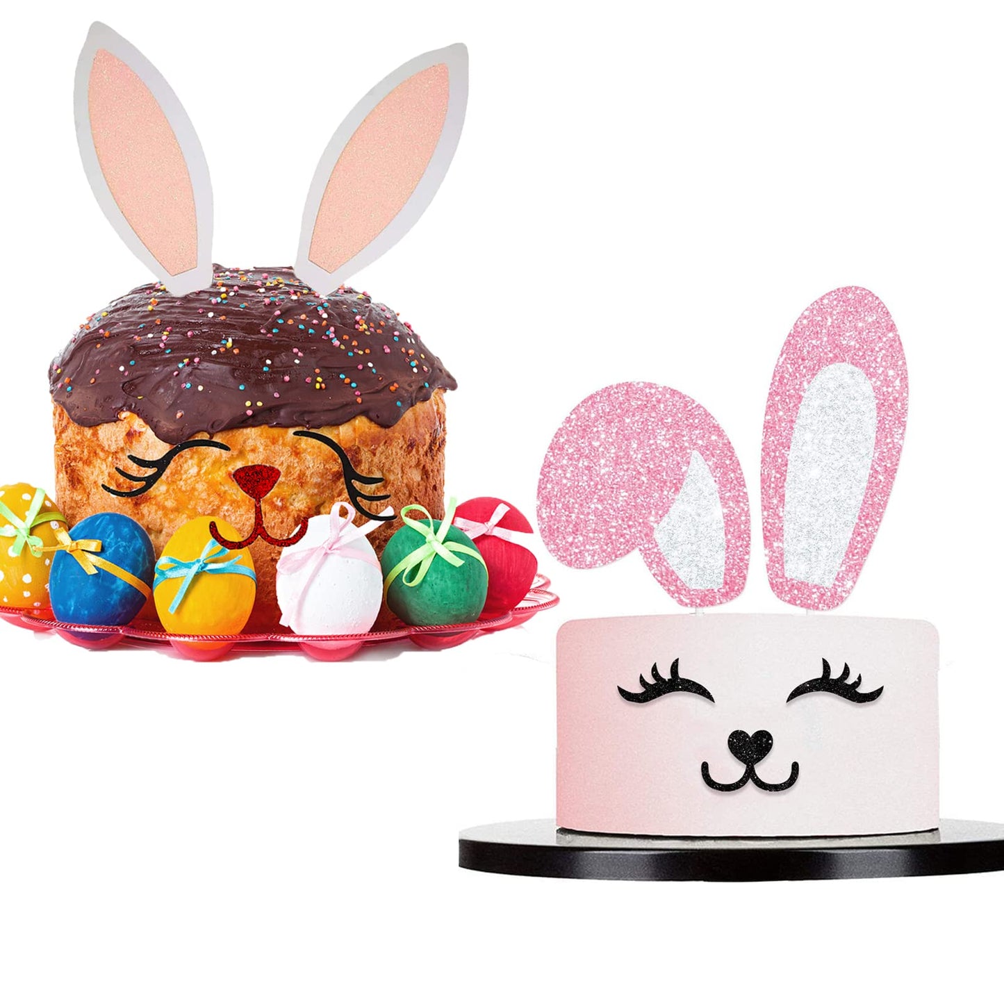 Two Sets Of Easter Bunny Ears Cake Topper Decorations Easter Bunny Theme Party Cake Topper Easter Spring Party Cake Topper Supplies