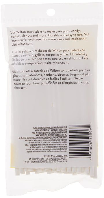 Wilton 4 Inch Lollipop Sticks, 50 Count