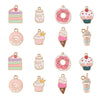 LiQunSweet 40 Pcs 8 Styles Cake Dessert Charms Cupcake Donut Cookies Food Ice Cream Bubble Mik Tea Juice Drink Enamel Small Dang
