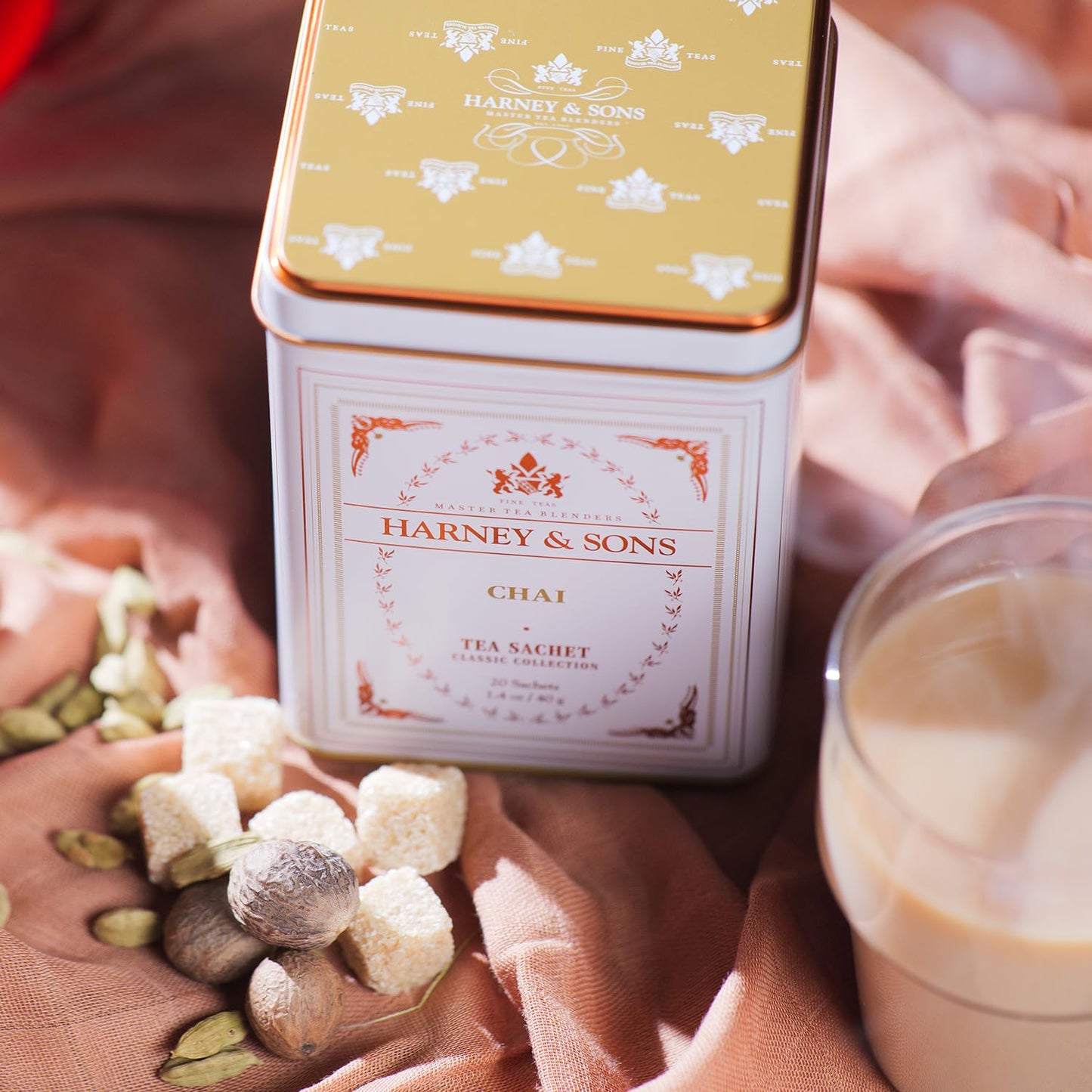 Harney & Sons Chai, Spiced Black Tea, 20 Sachets | Brew Masala Chai At Home, Classic Collection