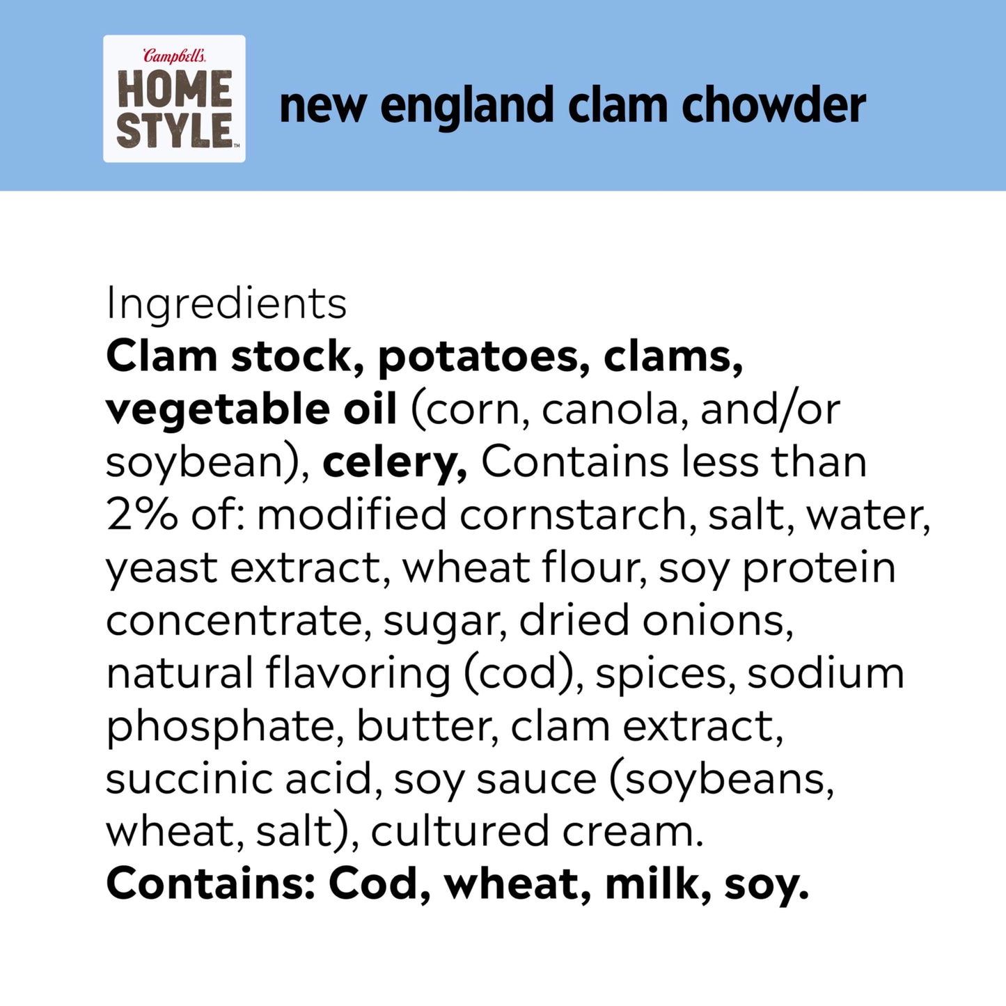 Campbells Homestyle New England Clam Chowder Soup, 16.3 oz Can