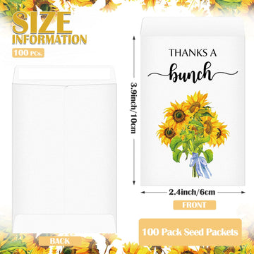 Fumete 100 Pcs Thank You Sunflower Seed Packets Wildflower Seed Packets Thanks A Bunch Party Favors Self Adhesive Seed Packets E