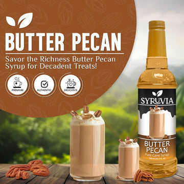 Syruvia Butter Pecan Syrup For Coffee 25.4 Ounces Butter Pecan Flavoring For Coffee With Pump