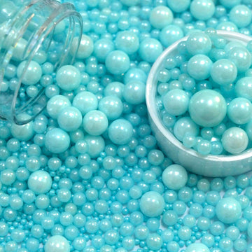 Light Blue Sprinkles Edible Pearls for Cake Decorating Blue Pearl Sprinkles 120G/ 4.23Ounce Cake Sprinkles Cupcake and Cake Topp