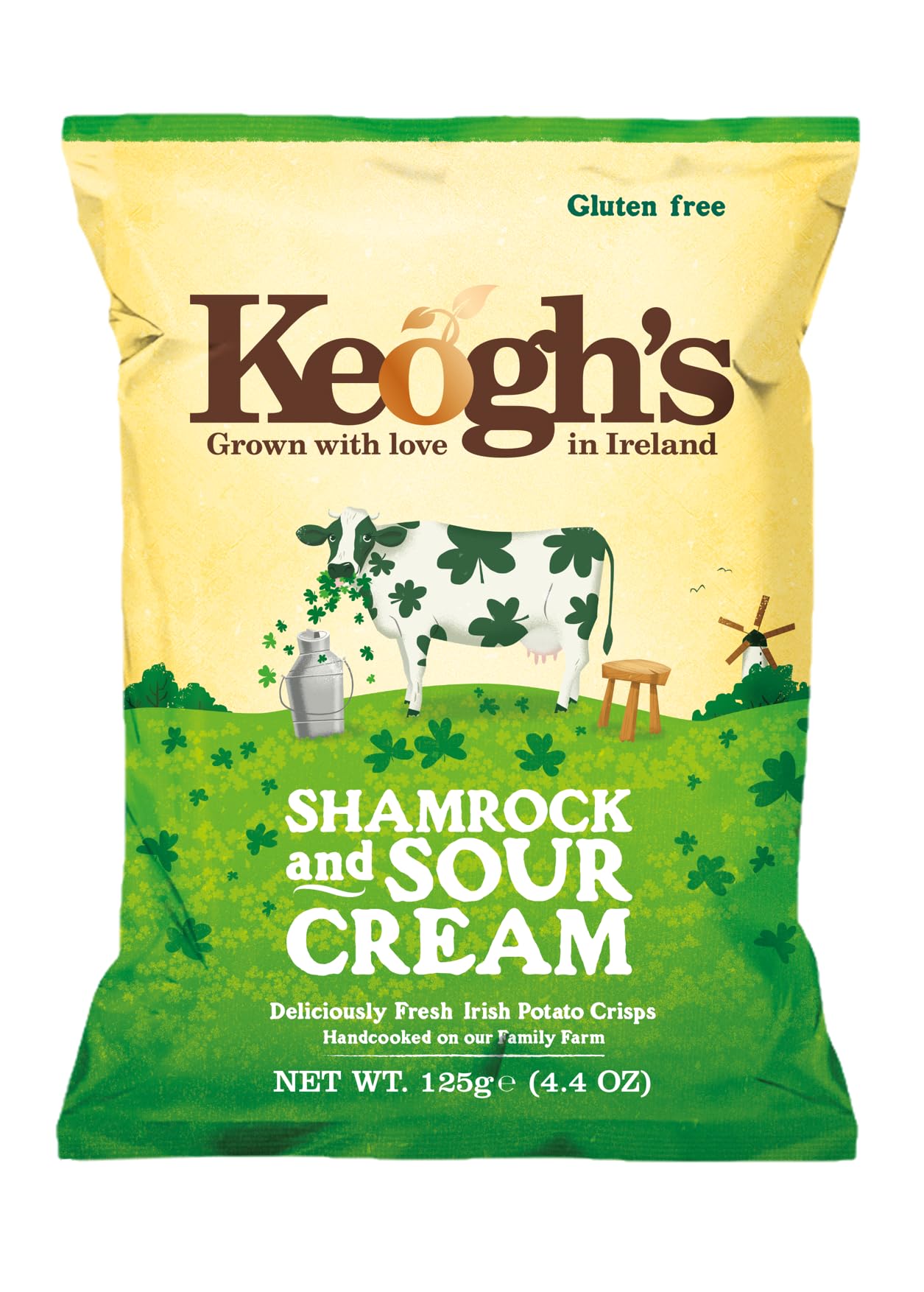 Keoghs Shamrock And Sour Cream Crisps 3x125 Grams Deliciously fresh Irish potato crisps