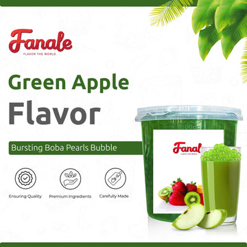 Fanale Green Apple Popping Boba Pearls, Vegan, Non GMO, Gluten Free, Fat Free, Perfect for Bubble Tea, Smoothies, Ice Cream, Des
