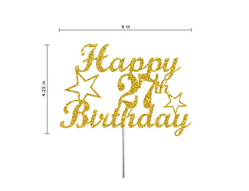 RokAPary 27 Birthday Cake Topper, Gold Glitter, Acrylic, Sturdy Double-Sided, Model RCT217
