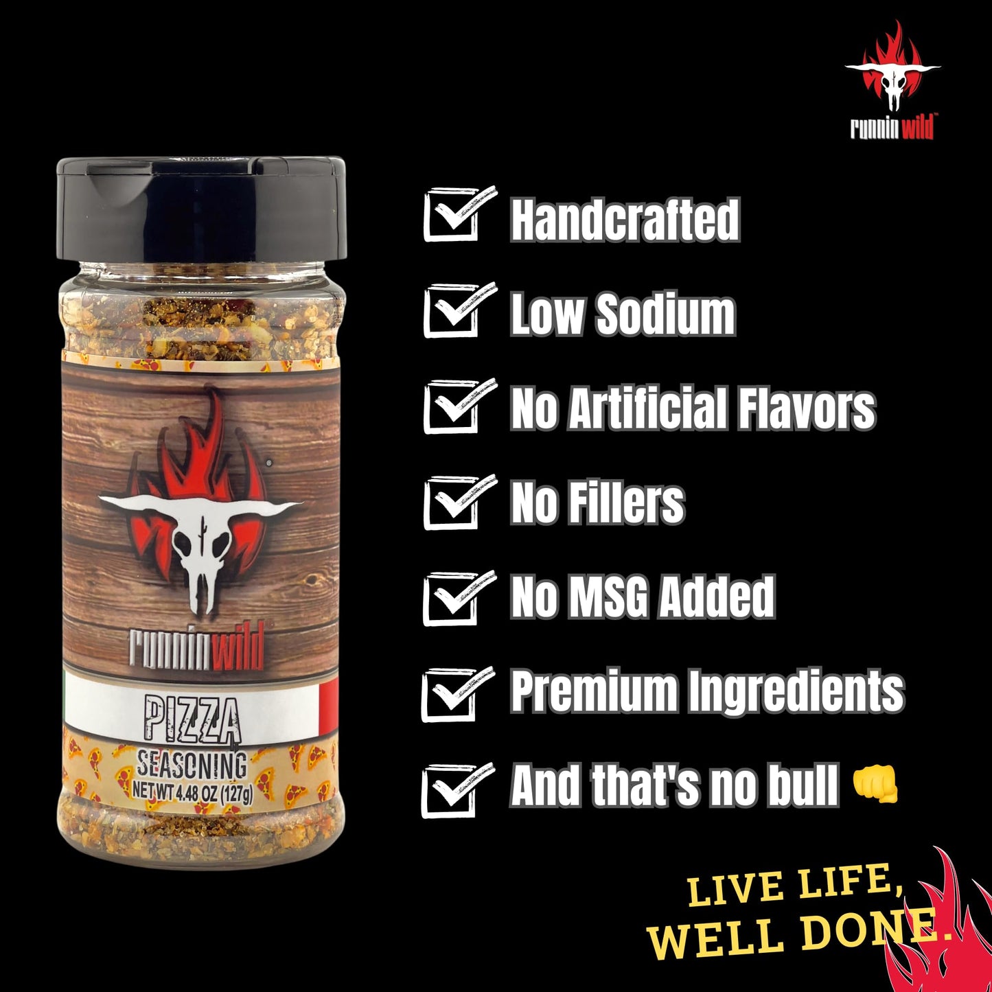 Gourmet Pizza Seasoning | Italian Seasoning Spice Blend | Low Sodium | No Artificial Flavors | Runnin Wild Foods, 4.48 Ounces