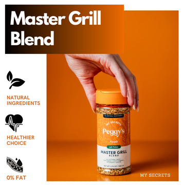 My Secrets Peggys Food Master Grill Blend Seasoning - Herb Seasoning Blend Spice Rub - Spice Mix With Sea Salt Flakes For Grilli