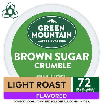 Green Mountain Coffee Roasters Brown Sugar Crumble Keurig Single-Serve K-Cup Pods, Medium Roast Coffee, 72 Count (6 Packs Of 12)