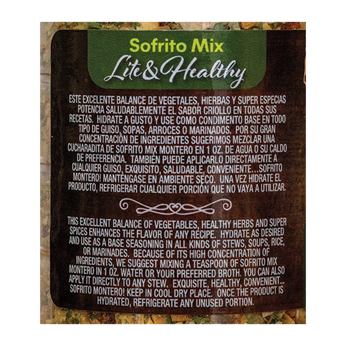 Montero Sofrito Mix 3.5oz - Salt & MSG Free Dry Veggies & Spices Cooking Base - Natural Ingredients - Lite & Healthy