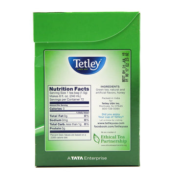 Tetley Green Tea, Honey, 72 Tea Bags | Refreshing, Light Flavor, Natural Ingredients | Ethical Sourcing