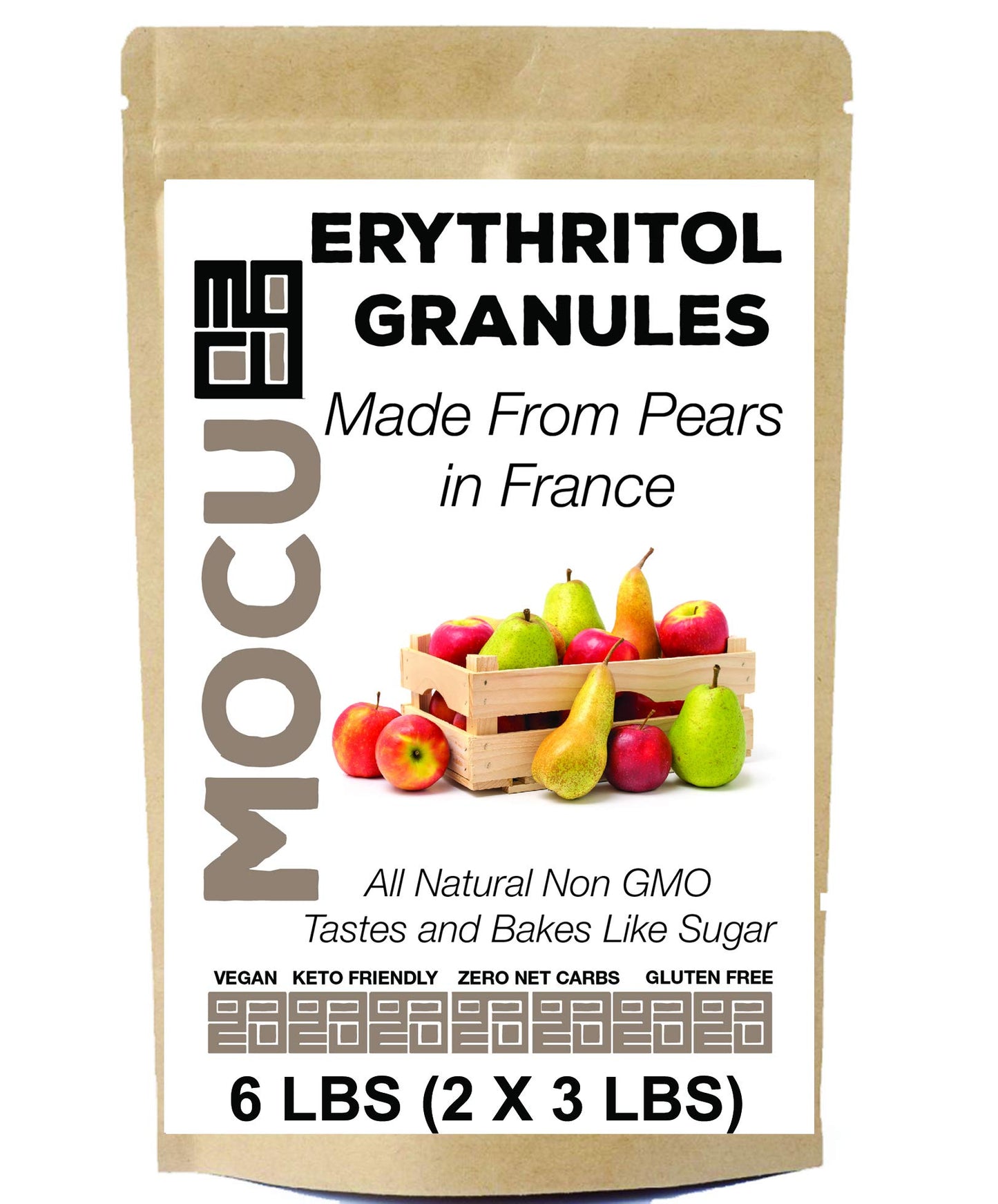 Erythritol Granules | Made From Non GMO Pears In France | Not From Corn Sludge in China | 6 LB | Zero Calories | No Net Carbs