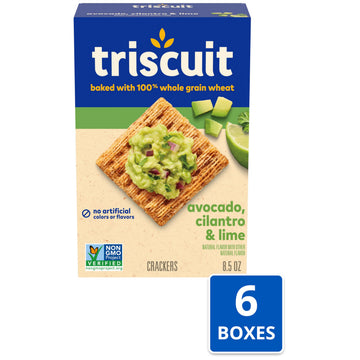 Triscuit Avocado, Cilantro & Lime Whole Grain Wheat Crackers, Lunch Snacks, Bulk Snack Crackers, 6 - 8.5 oz Boxes