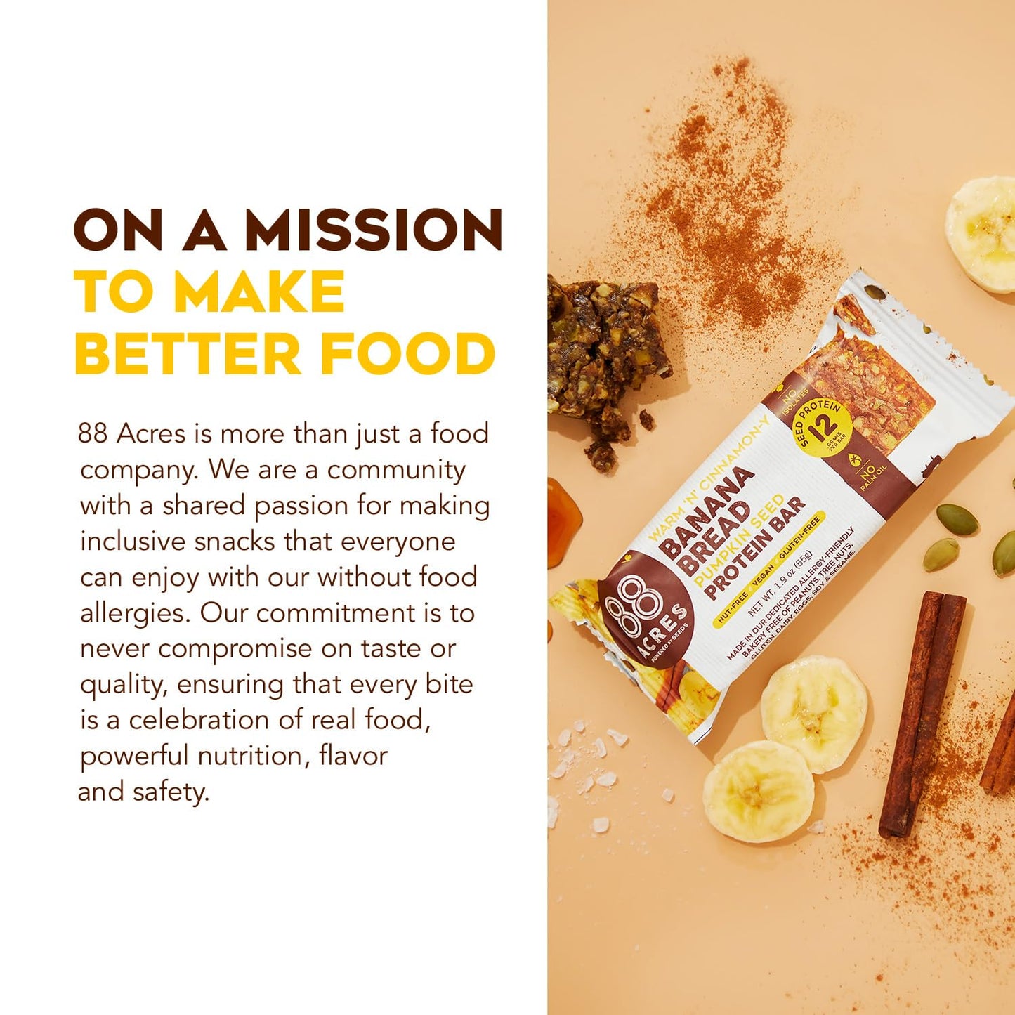 88 Acres Banana Bread Seed Protein Bar, 1.9 OZ, 1 Count, Model 0857851005902